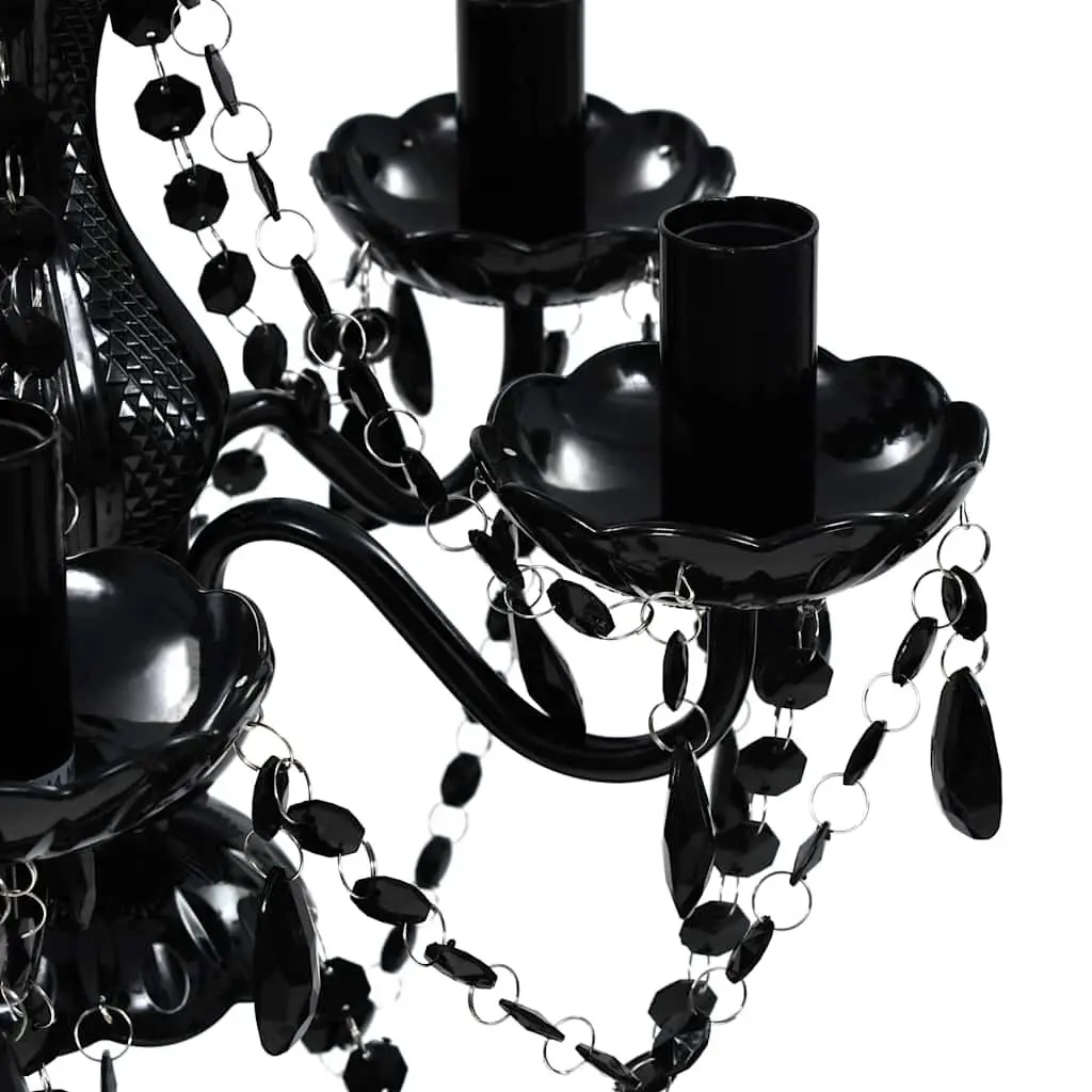 Black Crystal Chandelier 5 Bulb Ceiling Light Fixture Living Room Bedroom Dining