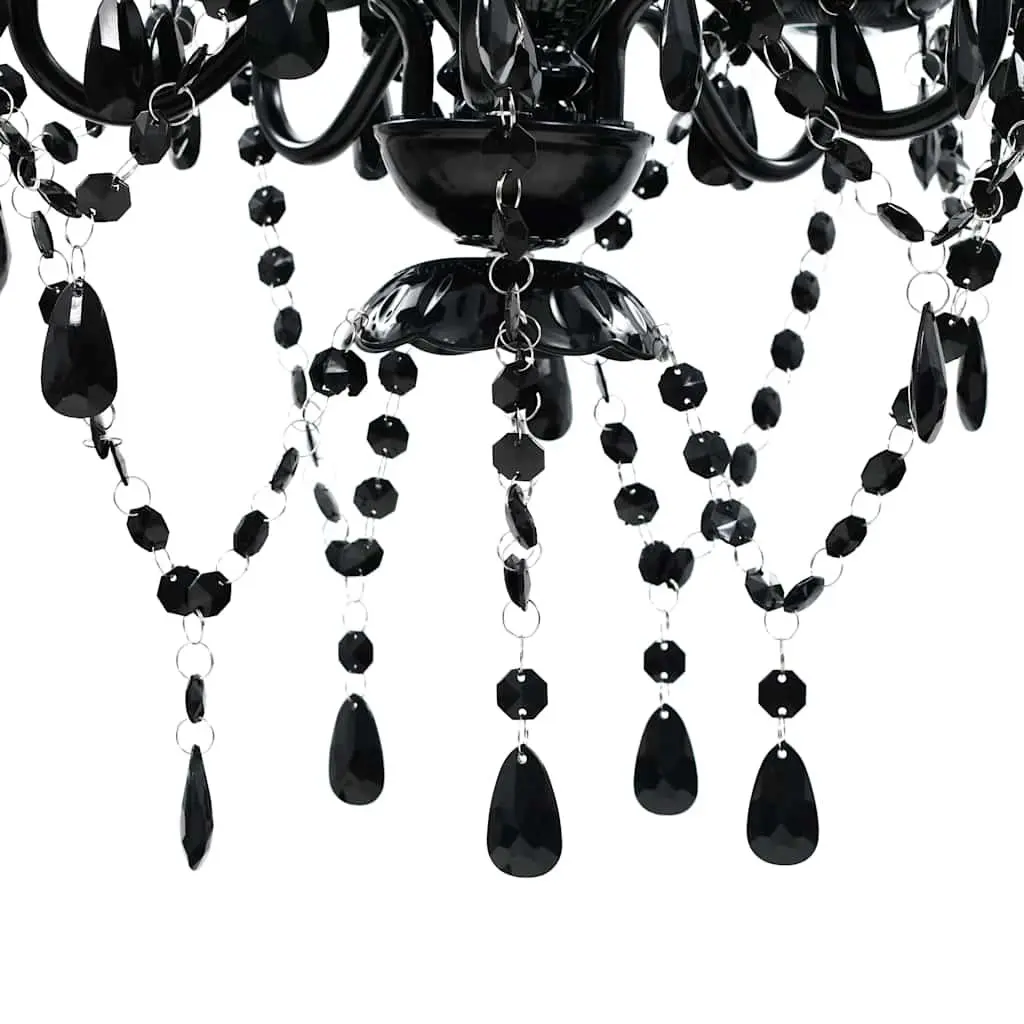 Black Crystal Chandelier 5 Bulb Ceiling Light Fixture Living Room Bedroom Dining