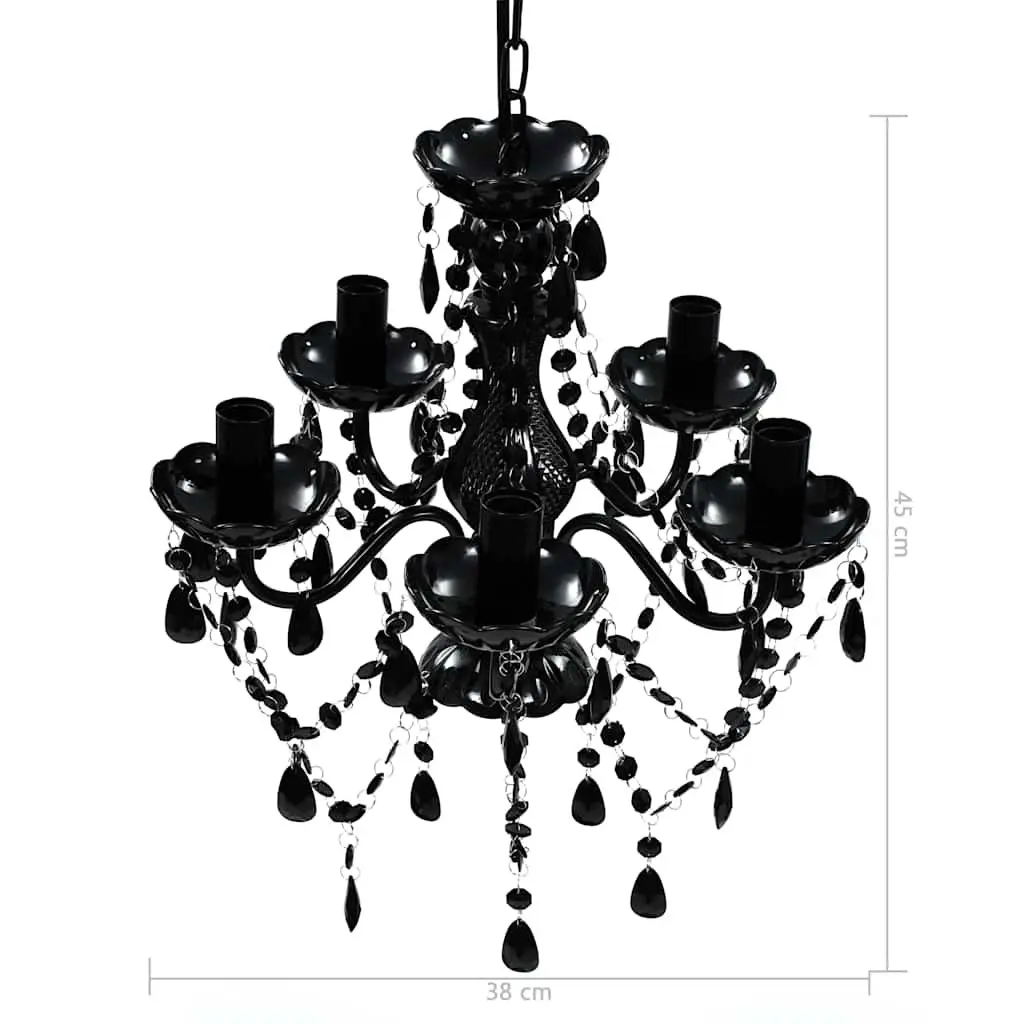 Black Crystal Chandelier 5 Bulb Ceiling Light Fixture Living Room Bedroom Dining