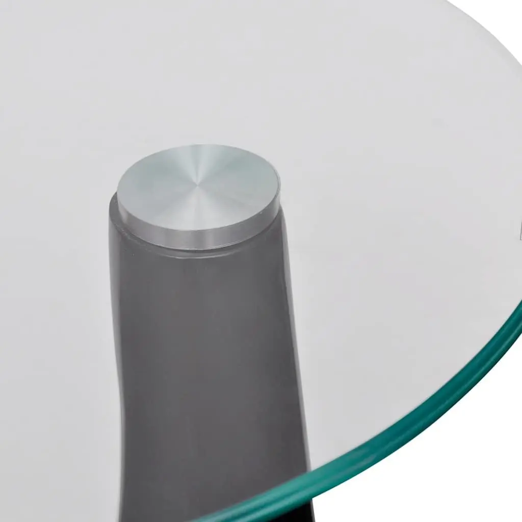 Coffee Table Round Glass Top High Gloss Black Water Drop Base