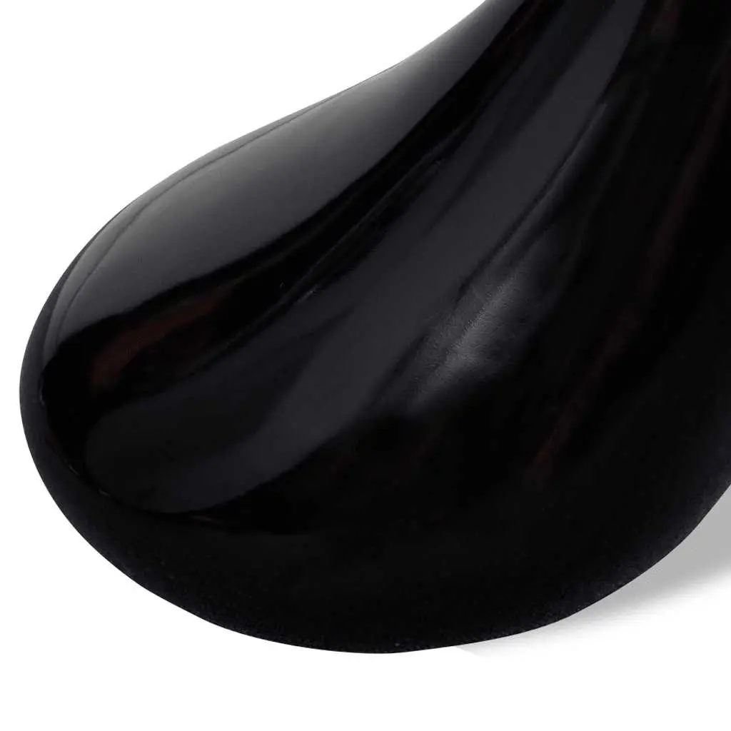Coffee Table Round Glass Top High Gloss Black Water Drop Base