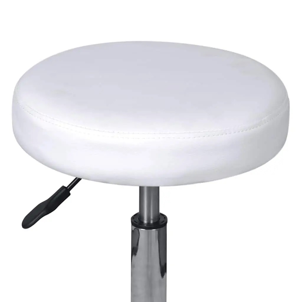Office Stool White Adjustable Height Gas Lift Modern Design Lightweight Seating
