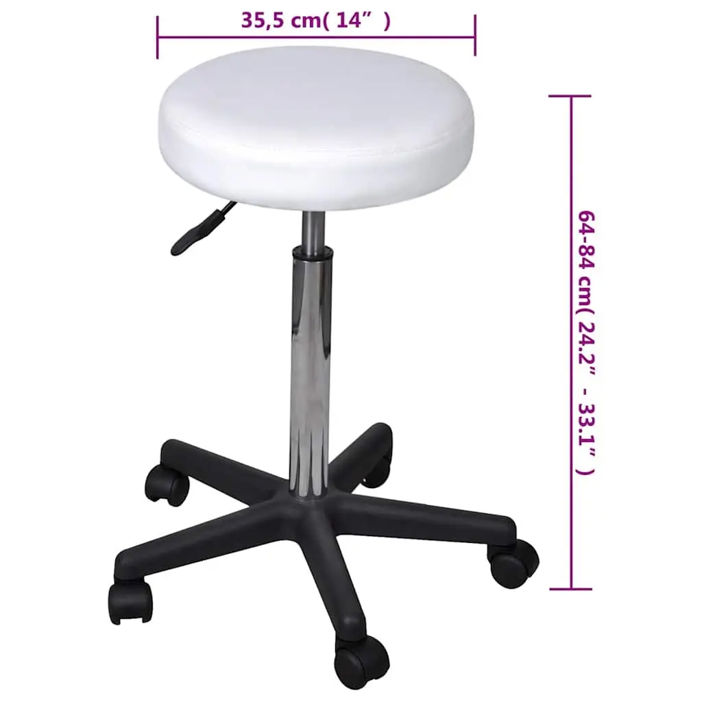 Office Stool White Adjustable Height Gas Lift Modern Design Lightweight Seating