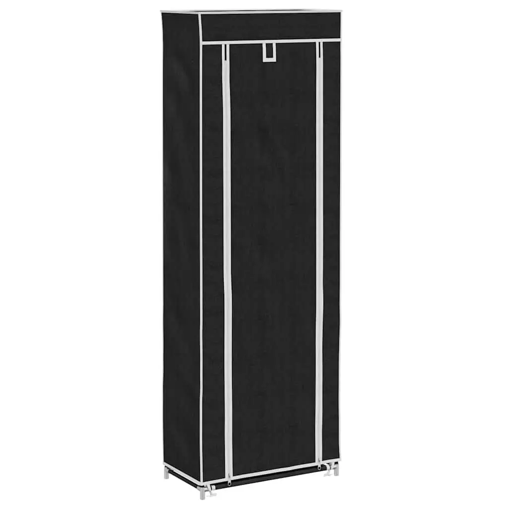 Fabric Shoe Cabinet 8 Tier Shoe Rack Storage Organiser with Dust Cover Black