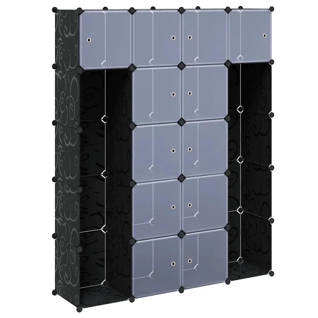 Modular Cabinet 14 Compartments Black Wardrobe Storage Cupboard Organiser