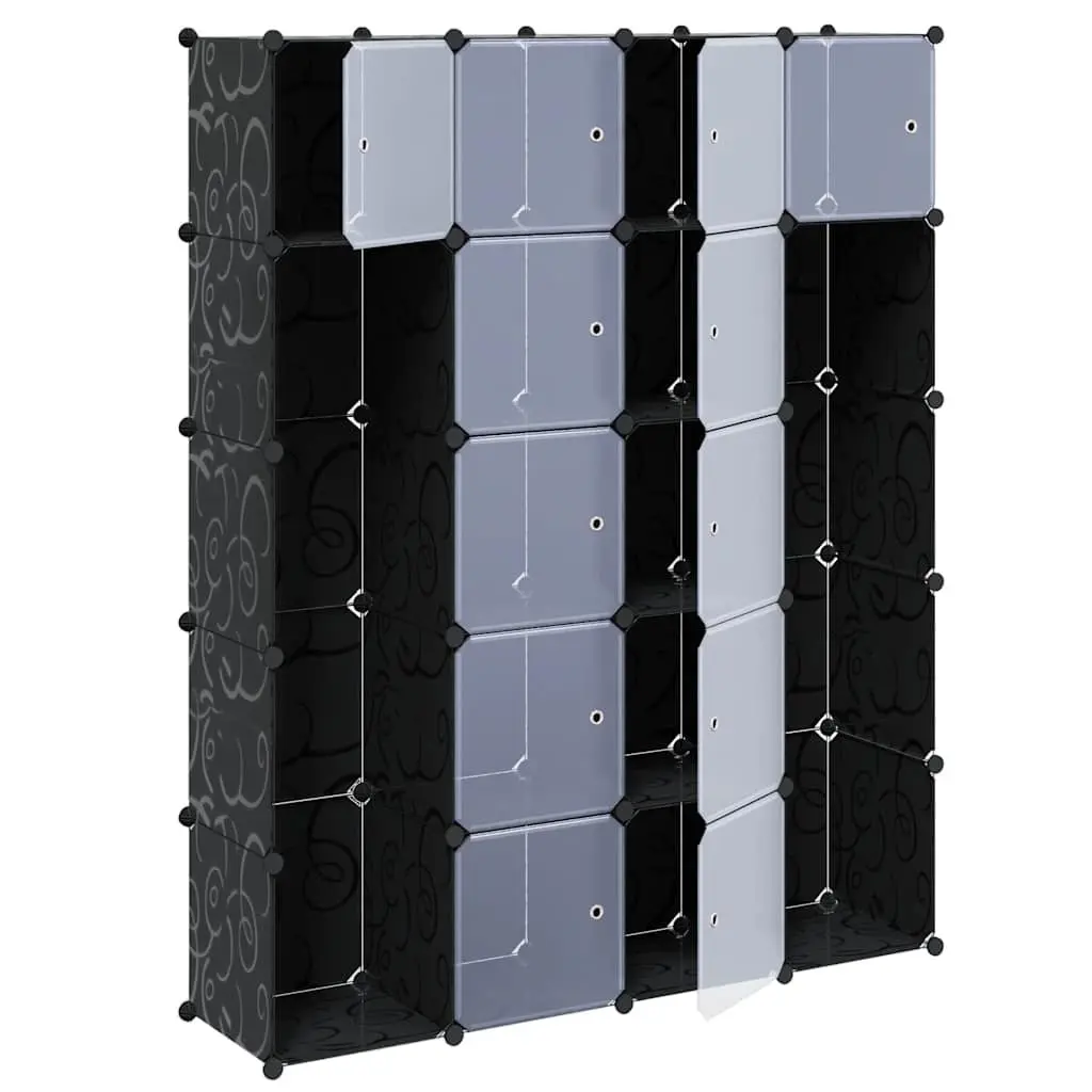 Modular Cabinet 14 Compartments Black Wardrobe Storage Cupboard Organiser