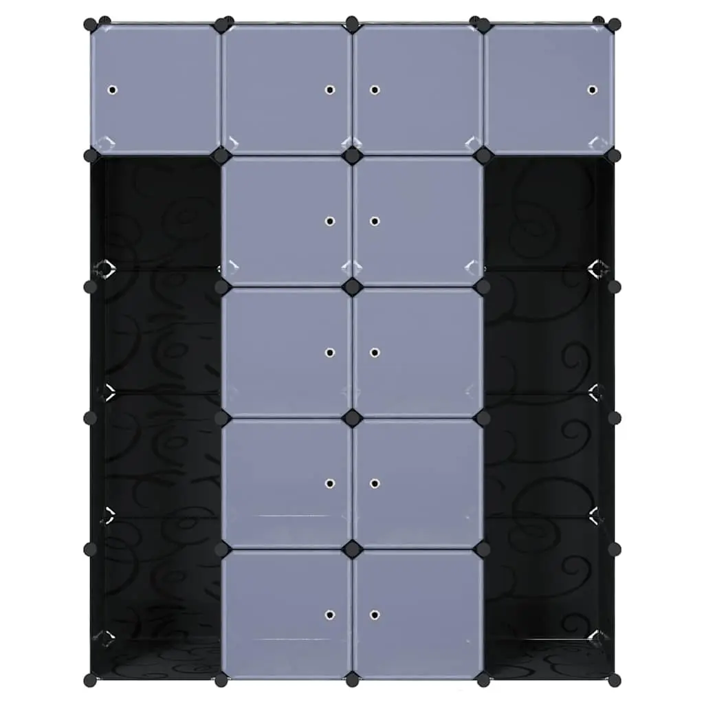 Modular Cabinet 14 Compartments Black Wardrobe Storage Cupboard Organiser