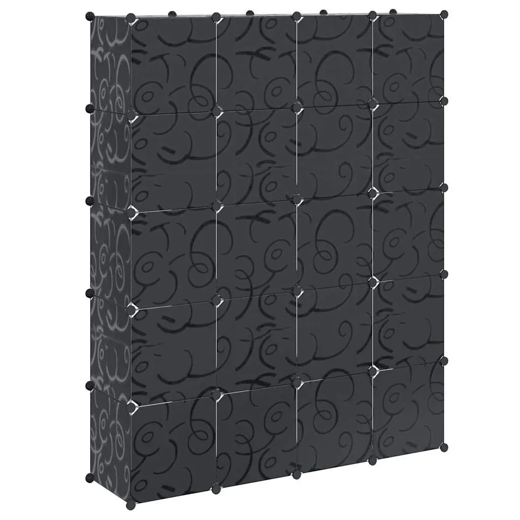 Modular Cabinet 14 Compartments Black Wardrobe Storage Cupboard Organiser