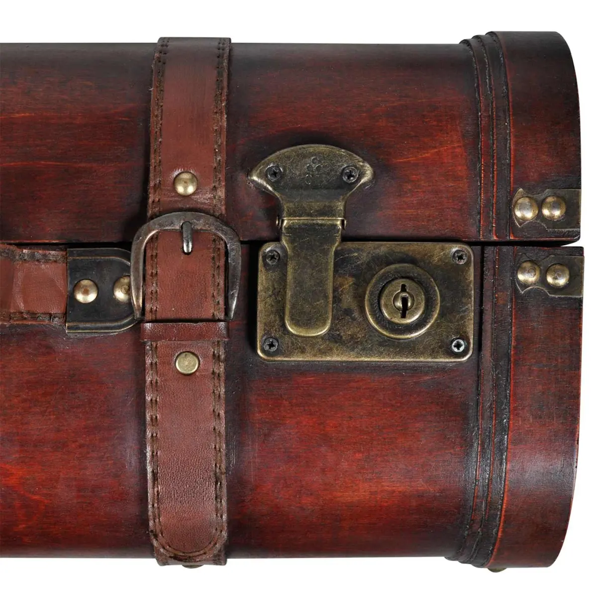 Wooden Storage Chests Vintage Brown 2 Pieces Treasure Trunk Box with Latch