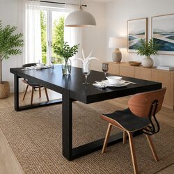Dining Chairs 2 pcs Bent Wood Frame Faux Leather Kitchen Seating Set Black