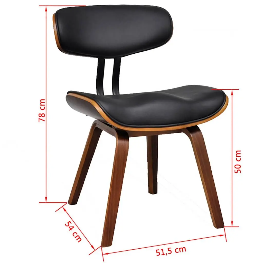 Dining Chairs Bent Wood Frame Faux Leather Kitchen Seating Set Black