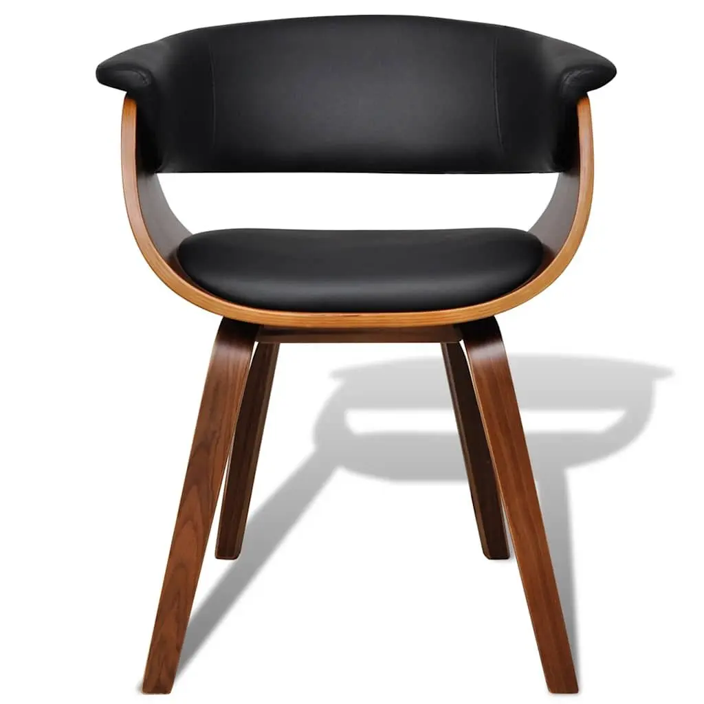Dining Chair Bent Wood Frame Faux Leather Black