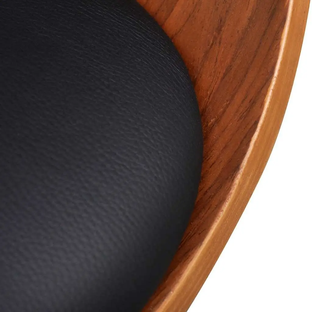 Dining Chair Bent Wood Frame Faux Leather Black