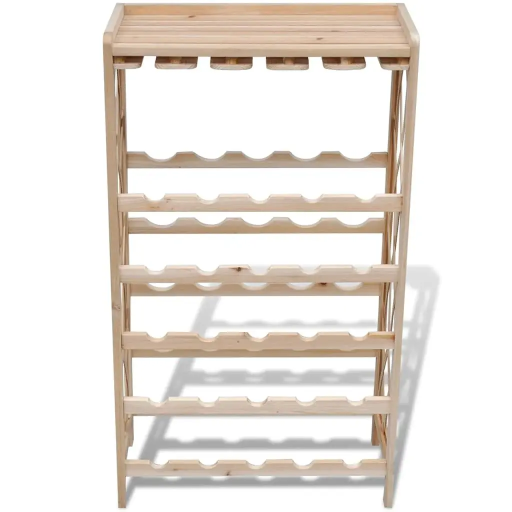 Wine Rack Solid Fir Wood Storage Holder for 25 Bottles Brown
