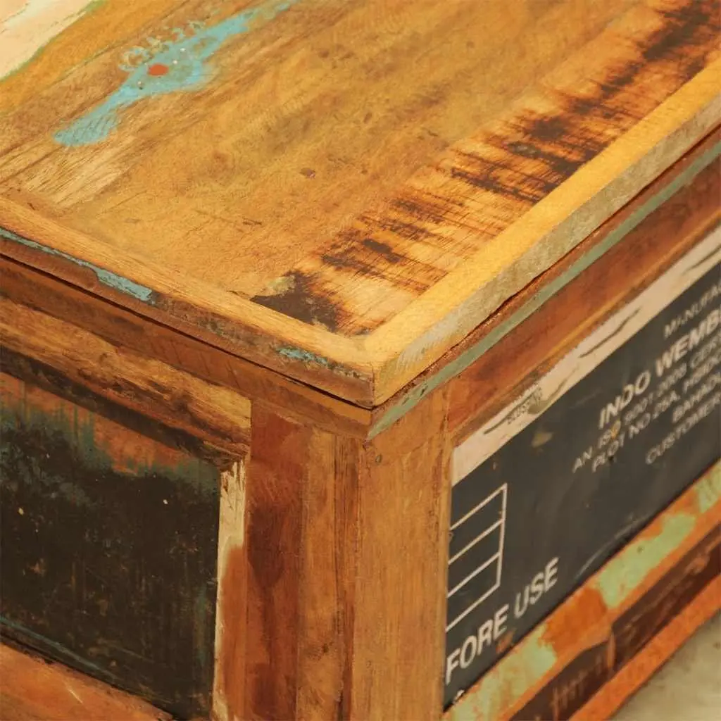 Coffee Table Vintage Reclaimed Wood Brown with Storage Compartment