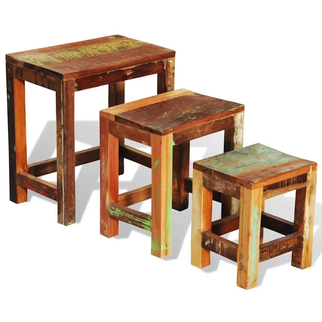 Nesting Table Set 3 Pieces End Table Living Room Coffee Table Stackable Brown