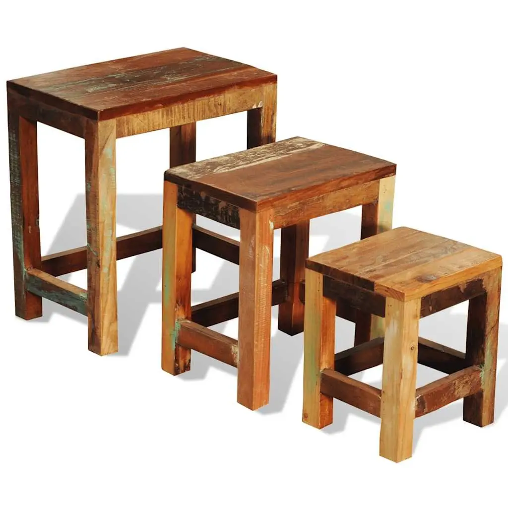 Nesting Table Set 3 Pieces End Table Living Room Coffee Table Stackable Brown