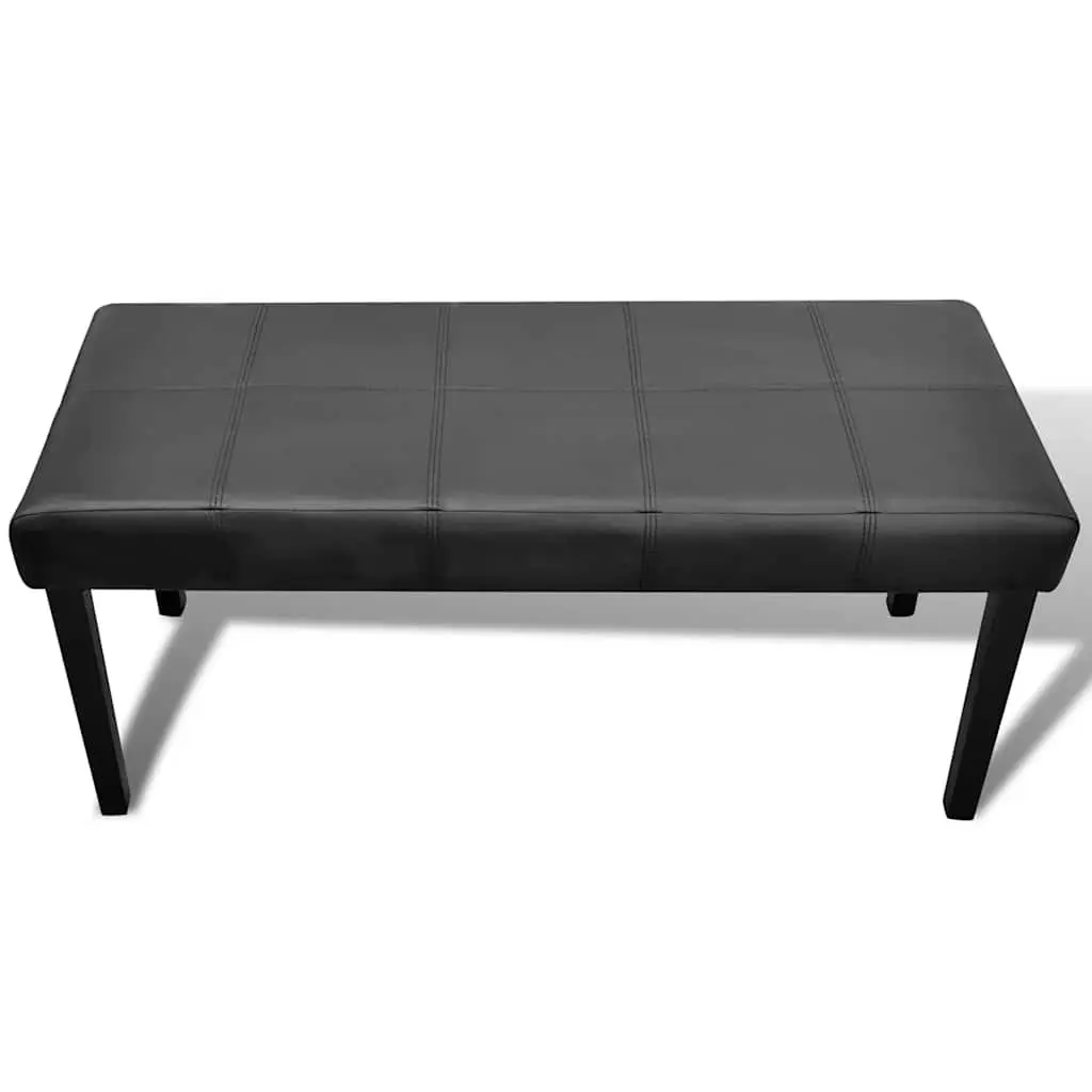 Storage Bench Artificial Leather Padded Seat Wood Frame Black