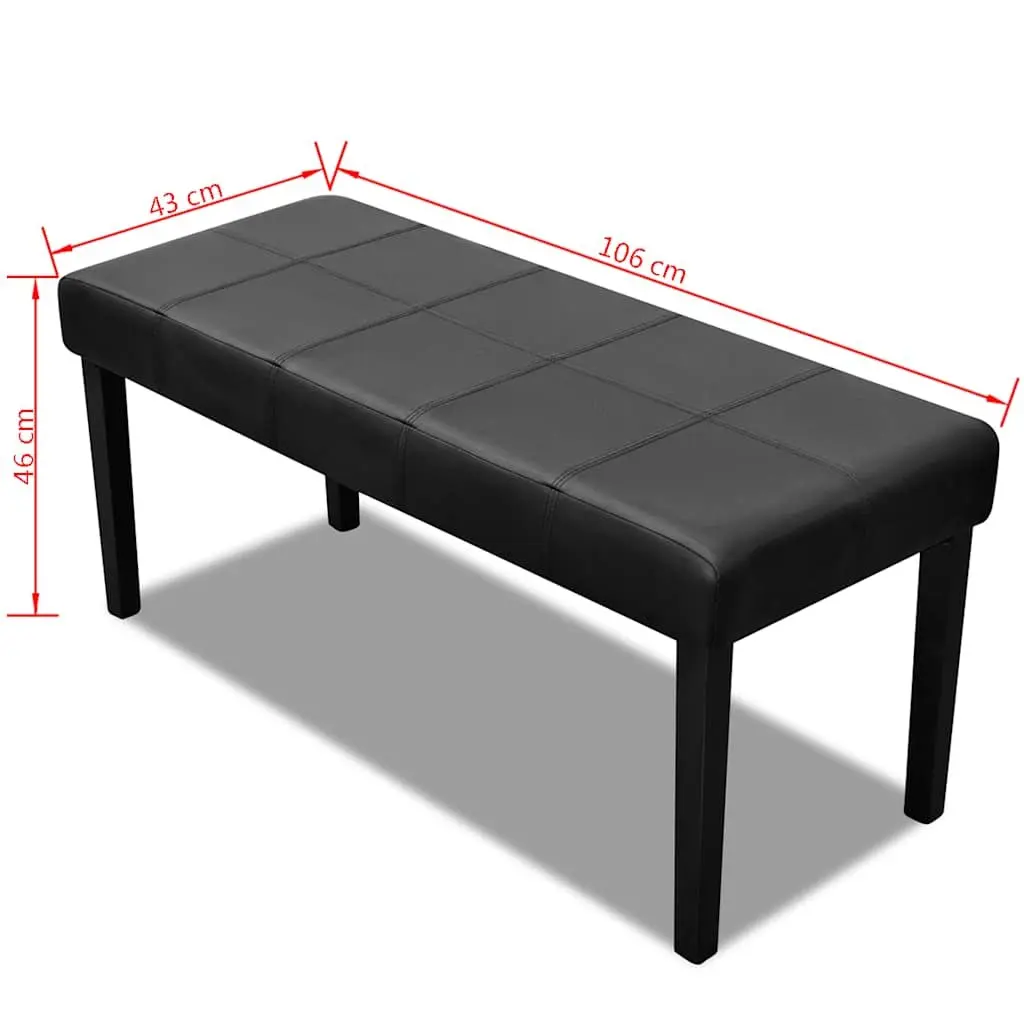 Storage Bench Artificial Leather Padded Seat Wood Frame Black