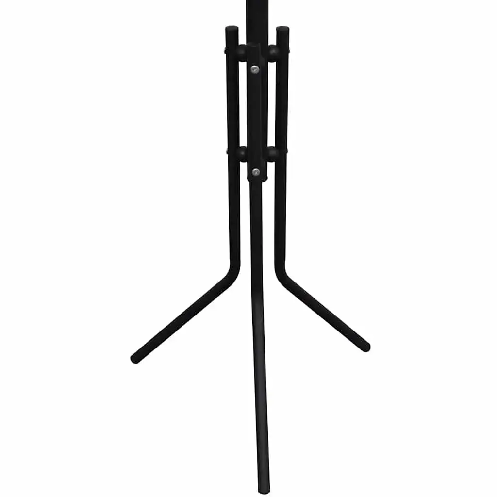 Metal Coat Stand with Ball Hooks Triangular Legs Black