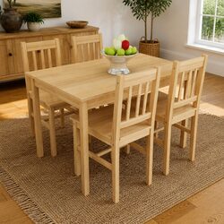Wooden Dining Table Set with 4 Chairs Brown Kitchen Dining Furniture Design