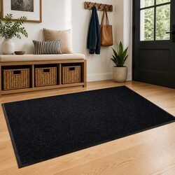 Door Mat Black 120 x 180 cm Non-Slip PVC Backing Indoor Outdoor Entry Entrance