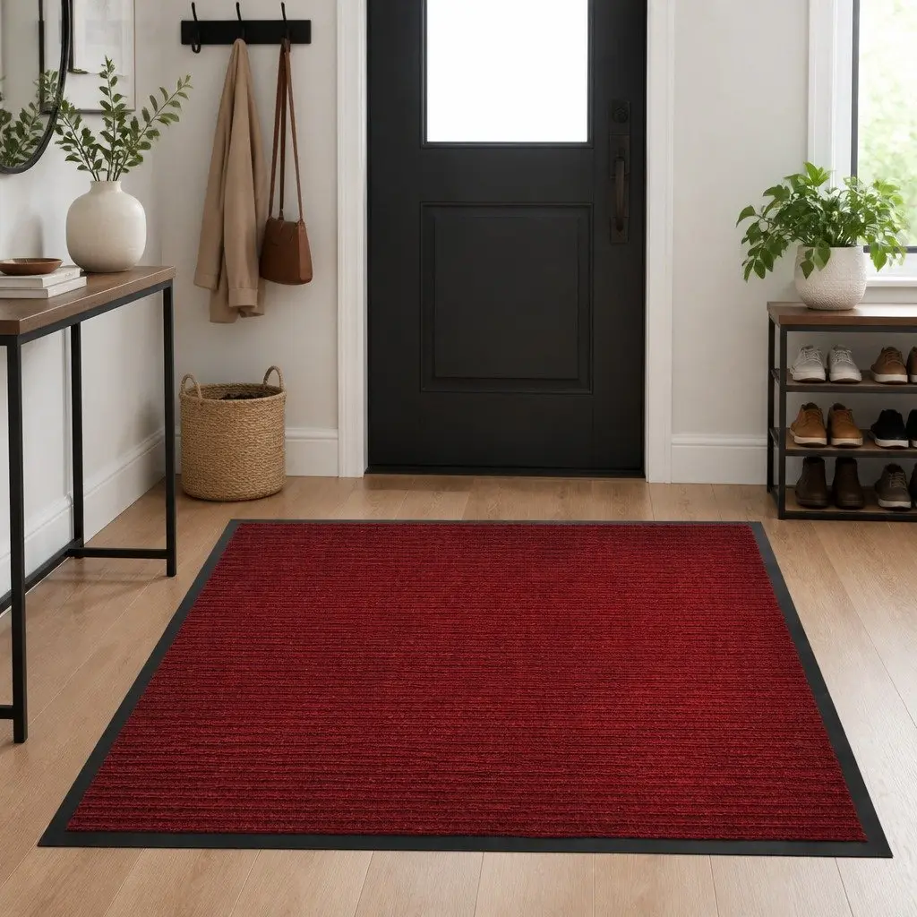 Door Mat Red 90 x 60 cm Non-Slip PVC Entrance Floor Protection Indoor Outdoor