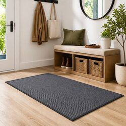 Door Mat Grey 90 x 120 cm Non-Slip Backing Indoor Outdoor Entrance Flooring