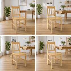 Dining Chairs Set 4 pcs Kitchen Room Furniture Beige Pinewood Elegant Design
