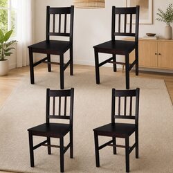 Dining Chairs Set 4 Pieces Kitchen Room Furniture Brown Wooden Seat