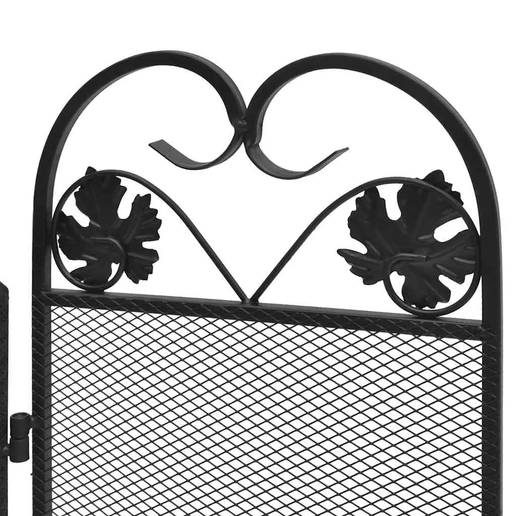 3-Panel Fireplace Screen Black Iron Spark Guard Folding Safety Barrier