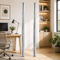 Telescopic Table Legs Adjustable 710mm-1100mm Chrome Set of 2 Furniture Support