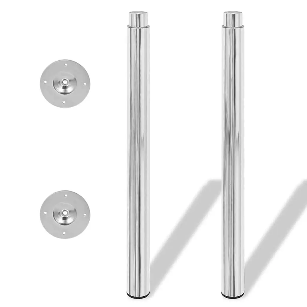 Telescopic Table Legs Adjustable Height 710mm to 1100mm Chrome Set of 2