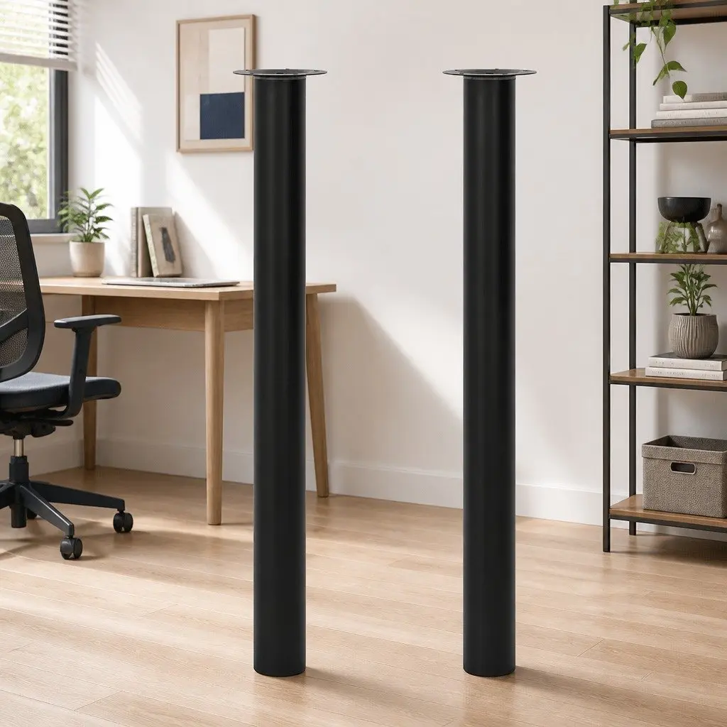 Telescopic Table Legs Adjustable Height 710-1100 mm Replacement Pair Black