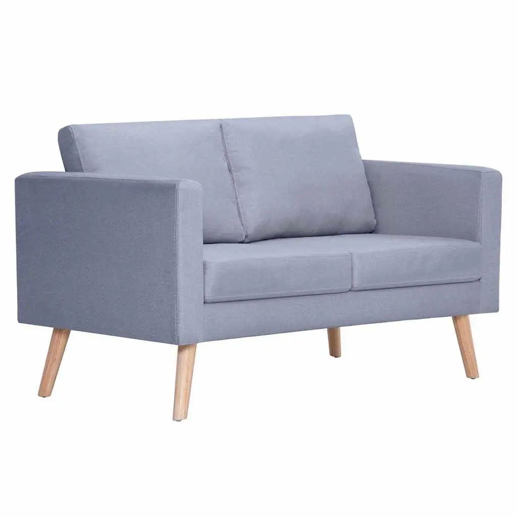 2-Seater Sofa Grey Fabric Couch Padded Cushions Living Room Furniture Removable