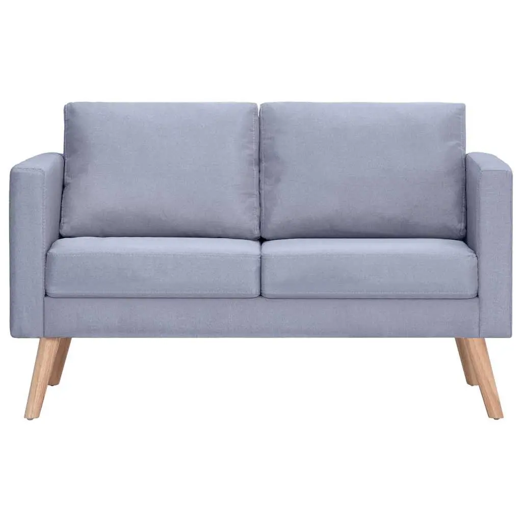 2-Seater Sofa Grey Fabric Couch Padded Cushions Living Room Furniture Removable