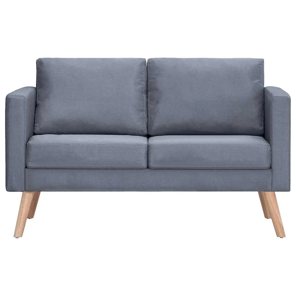 2-Seater Sofa Grey Fabric Couch Living Room Furniture Comfortable Padded Seating