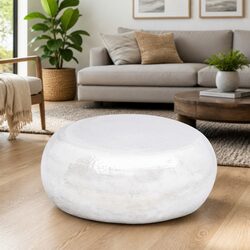 Hammered Coffee Table Silver Aluminium Living Room Accent Furniture Display