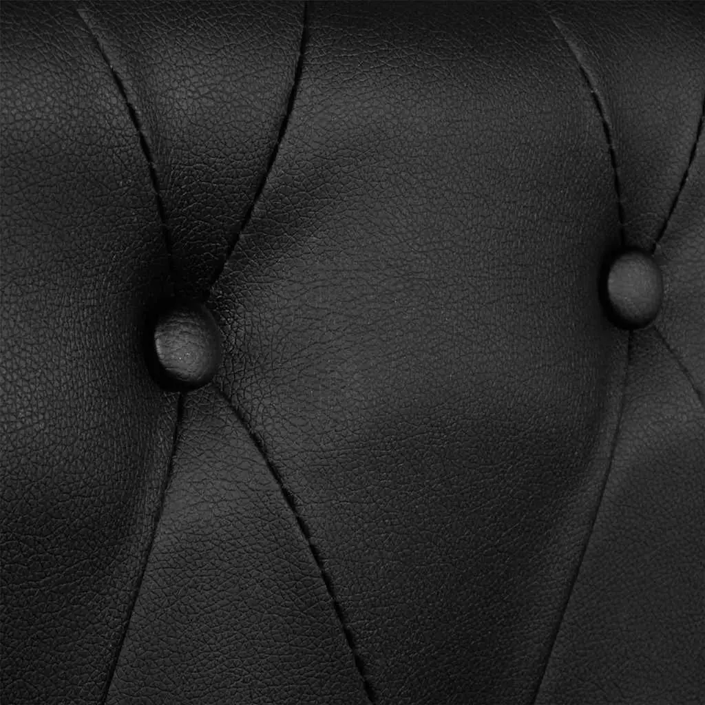 2-Seater Chesterfield Sofa Black Tufted Studded Curved Arms Artificial Leather
