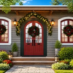 Christmas Garland with LED Lights 10m Green Indoor Outdoor Holiday Decoration