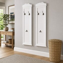 White Baroque Style Coat Racks 2 Pieces Steel Hooks Hallway Bedroom Home Decor