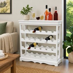 White Wine Cabinet Storage Rack 24 Bottle Holder Display Organiser Furniture