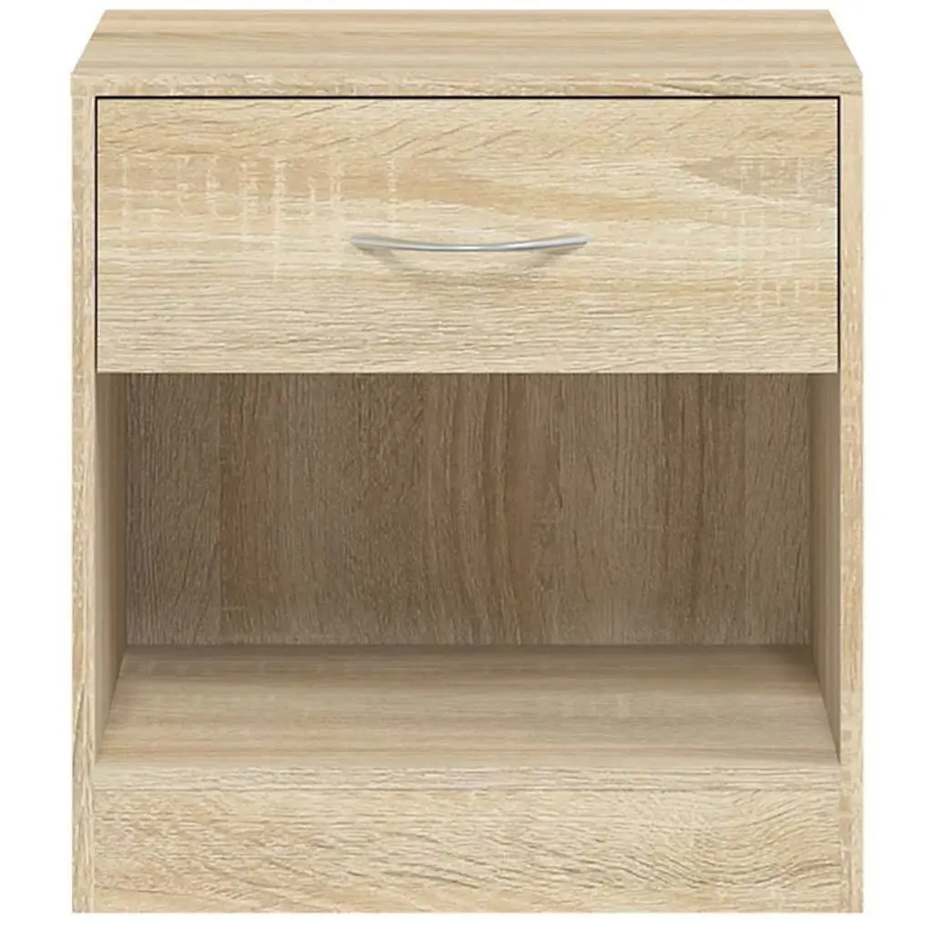 Bedside Table 2 Piece Set Nightstand with Drawer Storage Brown Engineered Wood