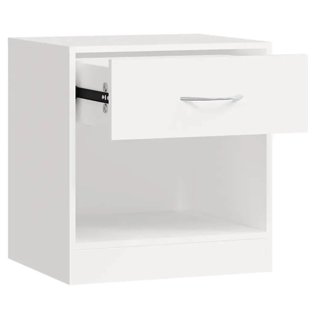 Bedside Tables 2 pcs White Nightstand Cabinet with Drawer Storage Shelf
