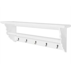 Coat Rack Wall Mount Baroque Style White Shelf Hooks Entryway Organiser