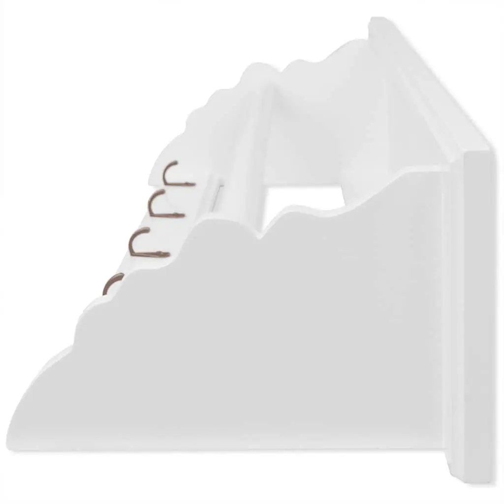Coat Rack Wall Mount Baroque Style White Shelf Hooks