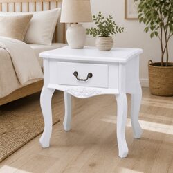 White Bedside Cabinet Nightstand End Table Drawer Storage Accent Furniture