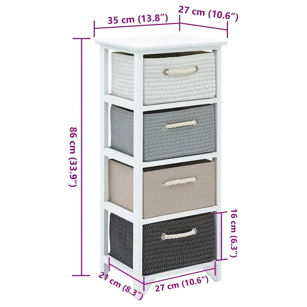 Storage Cabinet 4 Drawers Wooden White Organiser for Bedroom Hallway Furniture