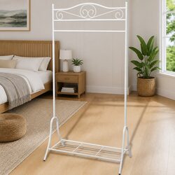Clothing Rack White Steel Garment Organiser Hanging Storage Closet Stand Shelf