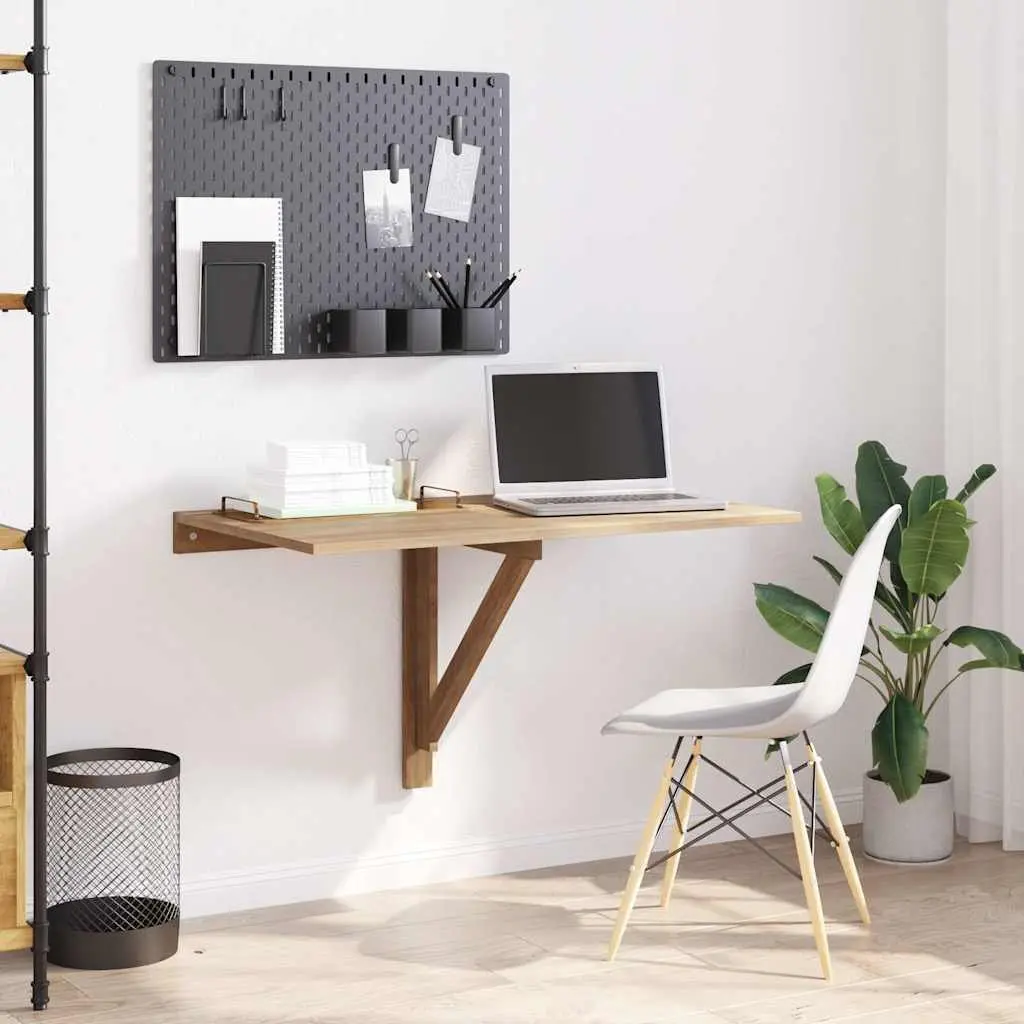 Folding Wall Table Brown 100x60 cm Space Saving Kitchen Desk Mounted Foldable